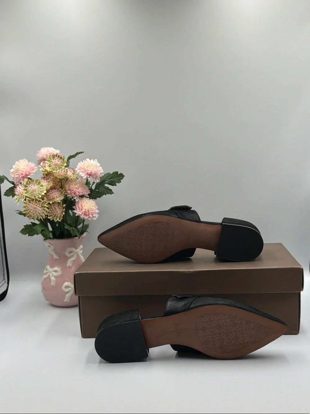 Paolo Black Pointed Flats with Silver Buckle